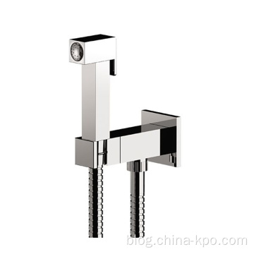 Chrome Wall Mounted Bidet Faucet Set Sprayer